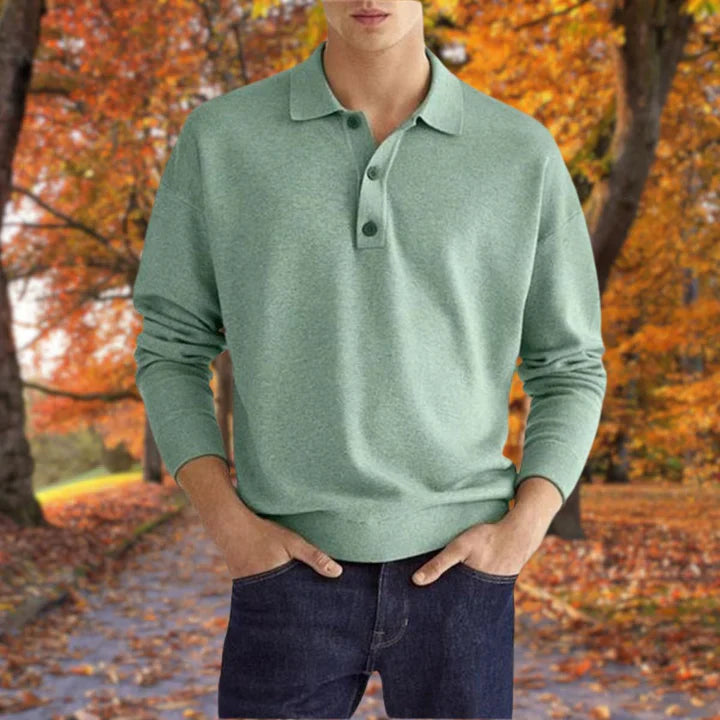 Warme stijlvolle polosweater van katoen voor heren