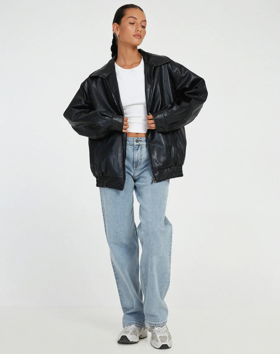 Oversized leren jas voor dames