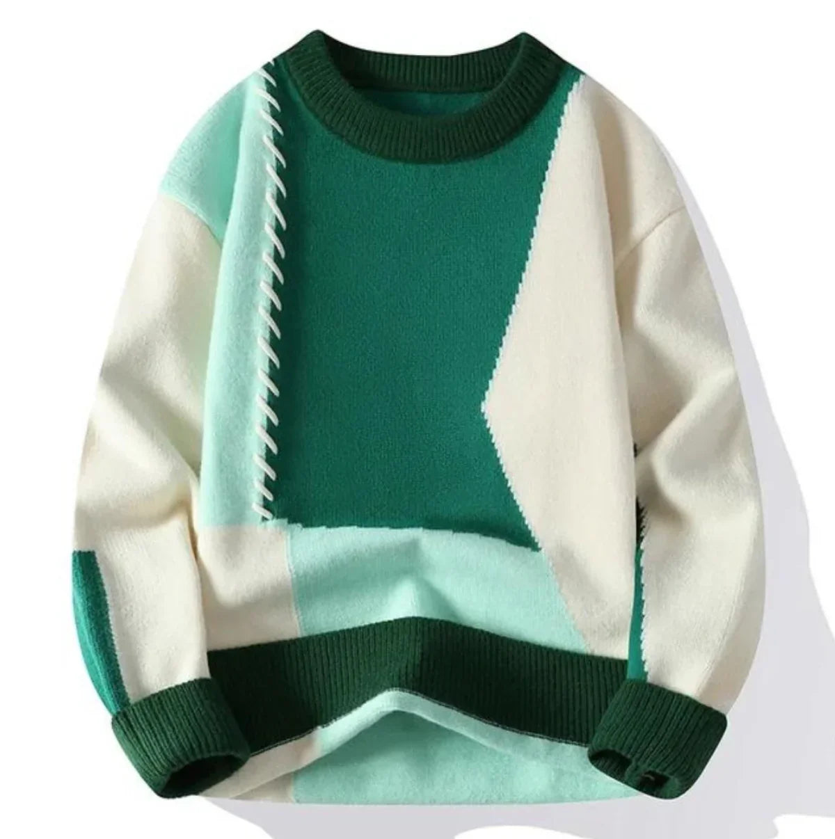 Comfortabele patchwork trui met structuur unisex