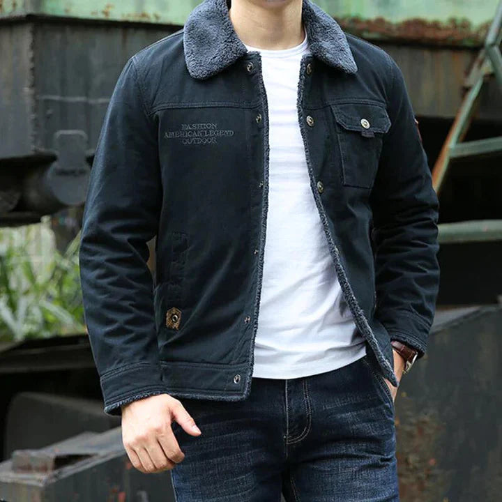 Stijlvolle denim jacket voor heren met fleece kraag
