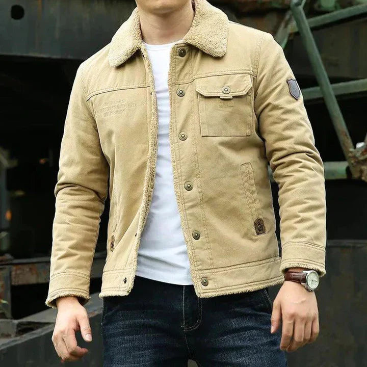 Stijlvolle denim jacket voor heren met fleece kraag