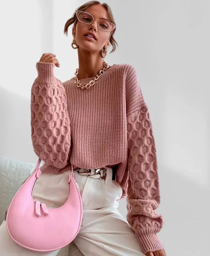 Stijlvolle sweater met geplooide mouwen voor dames
