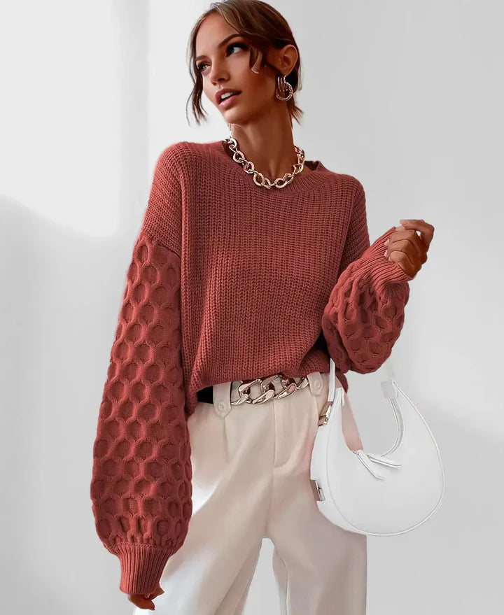 Stijlvolle sweater met geplooide mouwen voor dames